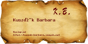 Kuszák Barbara névjegykártya