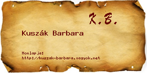 Kuszák Barbara névjegykártya